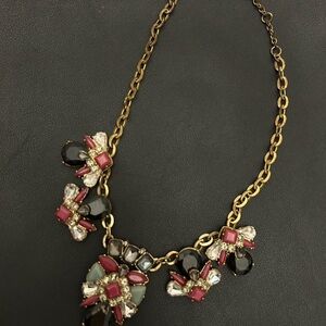 J. Crew Gold and Pink Floral Necklace